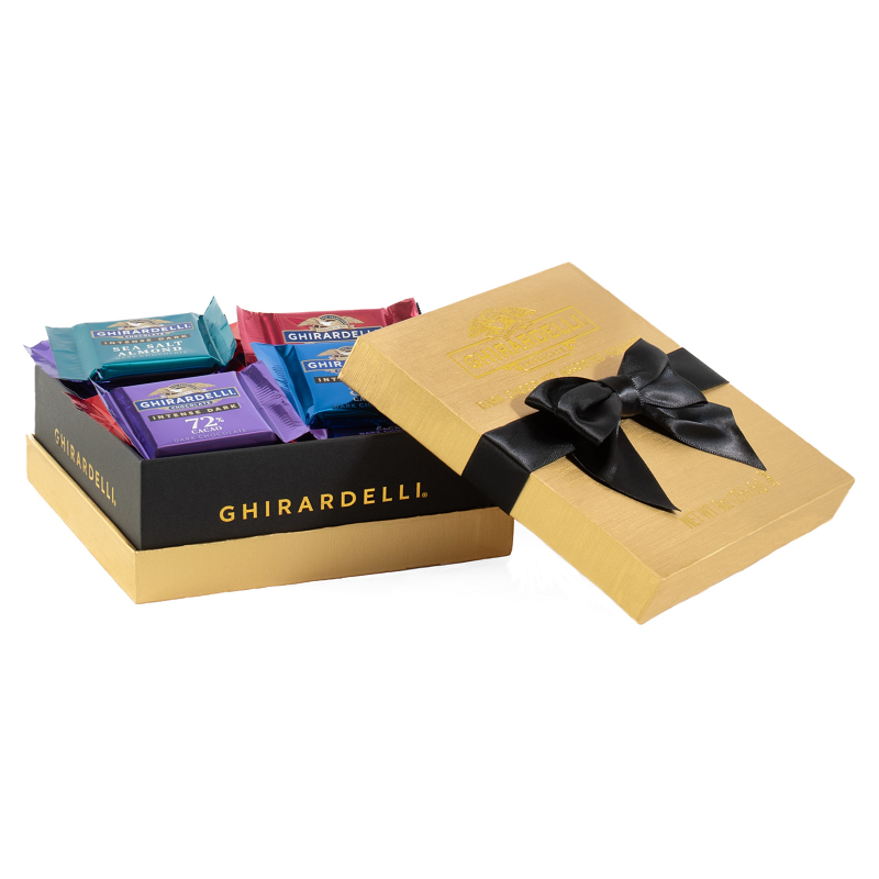 Intense Dark Chocolate Assorted Gold Gift Box 24 SQUARES - Image 3